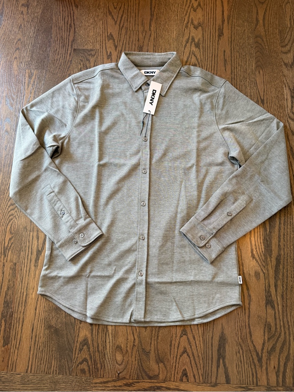 DKNY Men's Grey Button-Up casual Shirt size Large